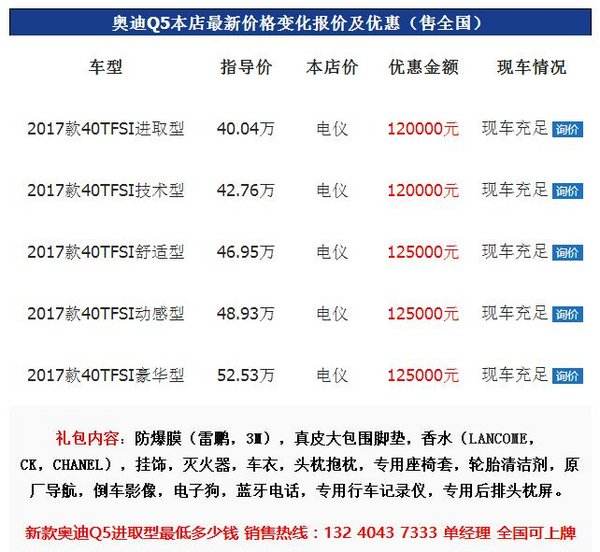 q5奥迪报价 q5奥迪报价2016款